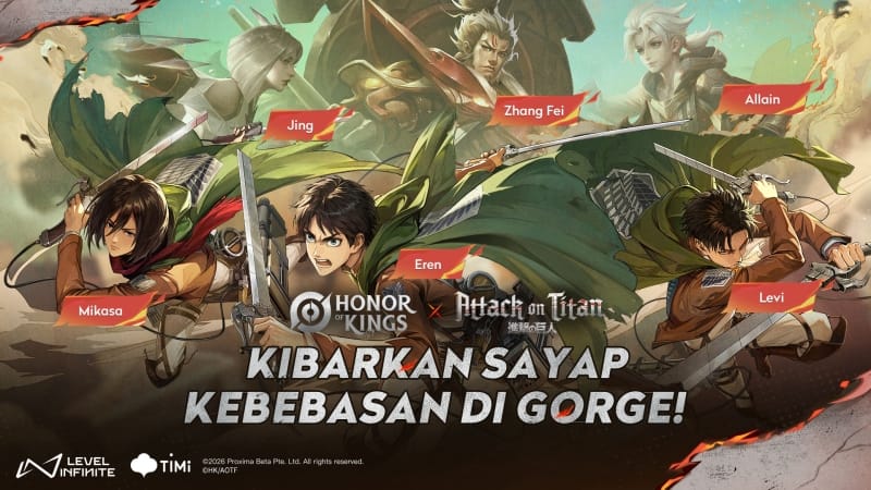 Honor of Kings x Attack on Titan Resmi Diumumkan, Siap Hadirkan Event Kolaborasi Besar!